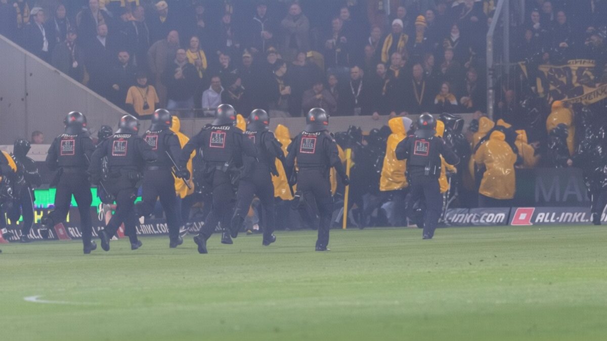 Scene de război la Dresda – 100 de huligani au invadat terenul la meciul cu Hertha