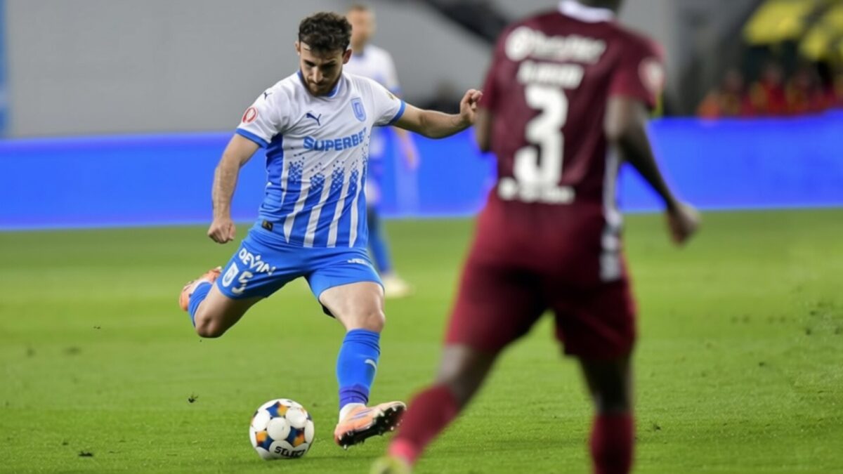 Anzor înscrie un gol fabulos de la 23 de metri în Universitatea Craiova – CFR Cluj