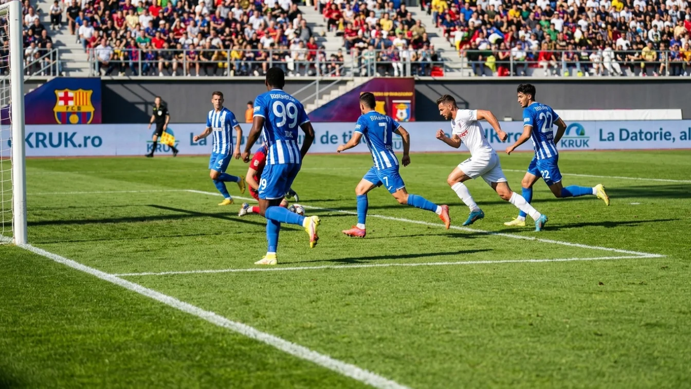 Chindia. Farul 1-0. Popadiuc marcheaza în min. 22 dupa o gafa și 7 minute de analiza VAR